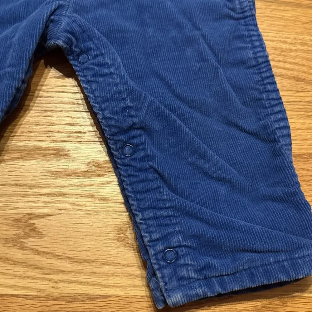 VTG 80’s OshKosh B'gosh Blue Corduroy Flannel Lined Overalls Size 24 Months 2T
